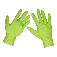 Diamond Grip Extra-Thick Nitrile Powder-Free Gloves Hi-Vis Green Large Pack  50