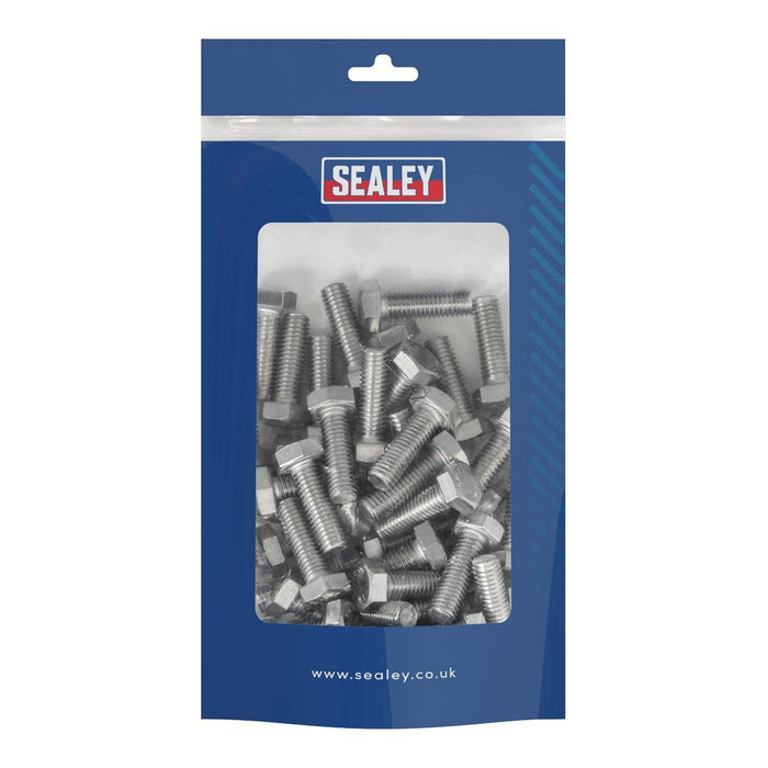 Sealey Stainless Steel Hex Head Set Screw DIN 933 - M8 X 25 A2 - Pack of 50 Sealey - Town Tools 