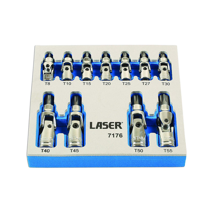 Laser Tamperproof U/J Star Socket Bit Set 1/4"D, 3/8"D 11pc 7176