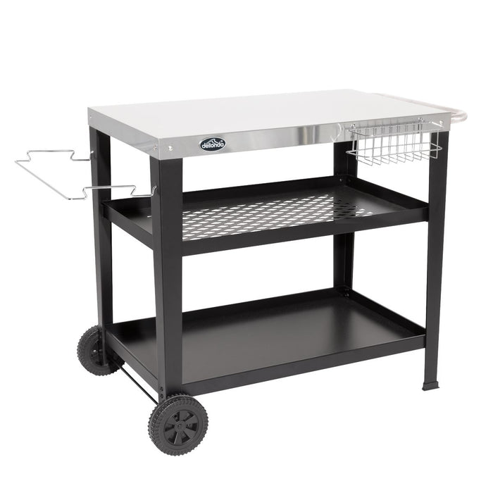 Dellonda Plancha Trolley with Utensil Holder - Stainless Steel Top