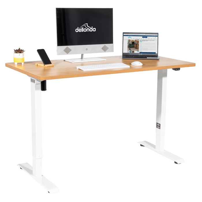 Dellonda Single Motor  Adjustable-Height Electric Sit/Stand Desk - Oak Desktop