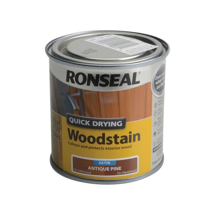 Ronseal Quick Drying Woodstain Satin Antique Pine 250ml Ronseal - Town Tools