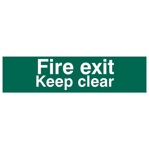Scan Fire Exit Keep Clear Text Only - PVC Sign 200 x 50mm Scan - Town Tools