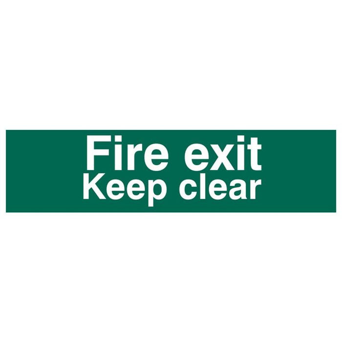 Scan Fire Exit Keep Clear Text Only - PVC Sign 200 x 50mm Scan - Town Tools
