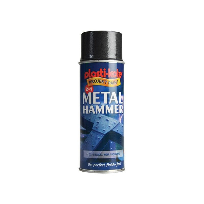 Plastikote Metal Paint Hammer Spray Black 400ml PlastiKote - Town Tools