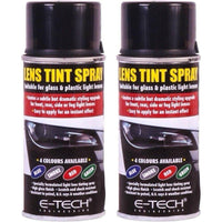 2x E-Tech Smoke Black Light Lens Tint Tinting Spray Glass Car Motorbike Lenses 150