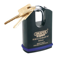 Draper Heavy Duty Padlock and 2 Keys with Shrouded Shackle, 50mm 64197