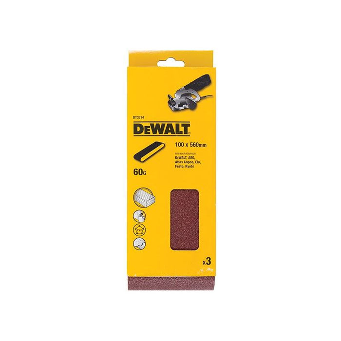 Dewalt Power Tools Sanding Belt 560 x 100mm 60G Pack of 3 DeWALT Power Tools - Town Tools