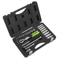 Siegen Socket Set Extending Ratchet 1/4"Sq Drive 26pc S01286