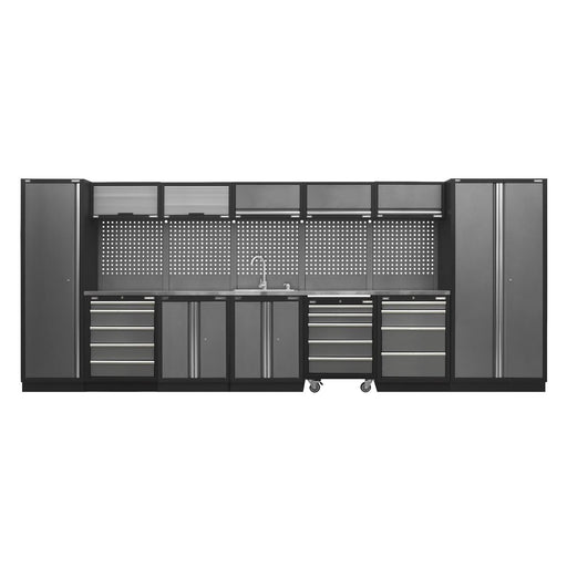 Sealey Superline Pro 4.9m Storage System Stainless Worktop APMSSTACK17SS Sealey - Town Tools 