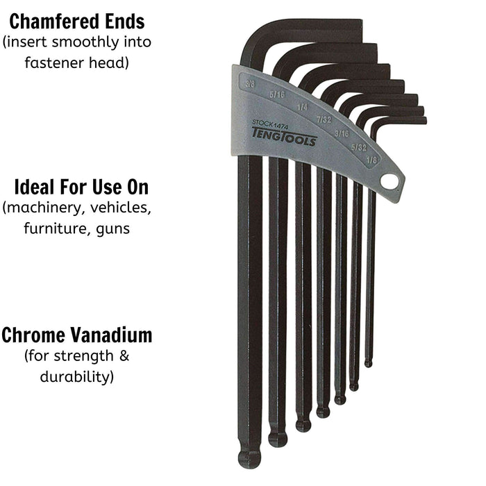 Teng Tools Ball Point Hex Key Set AF 7 Pieces Teng Tools - Town Tools 