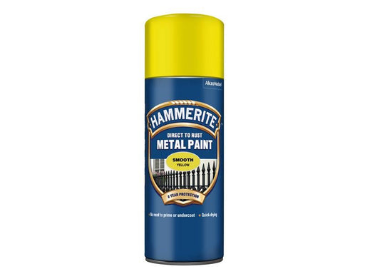Hammerite Direct to Rust Smooth Finish Aerosol Yellow 400ml Hammerite - Town Tools