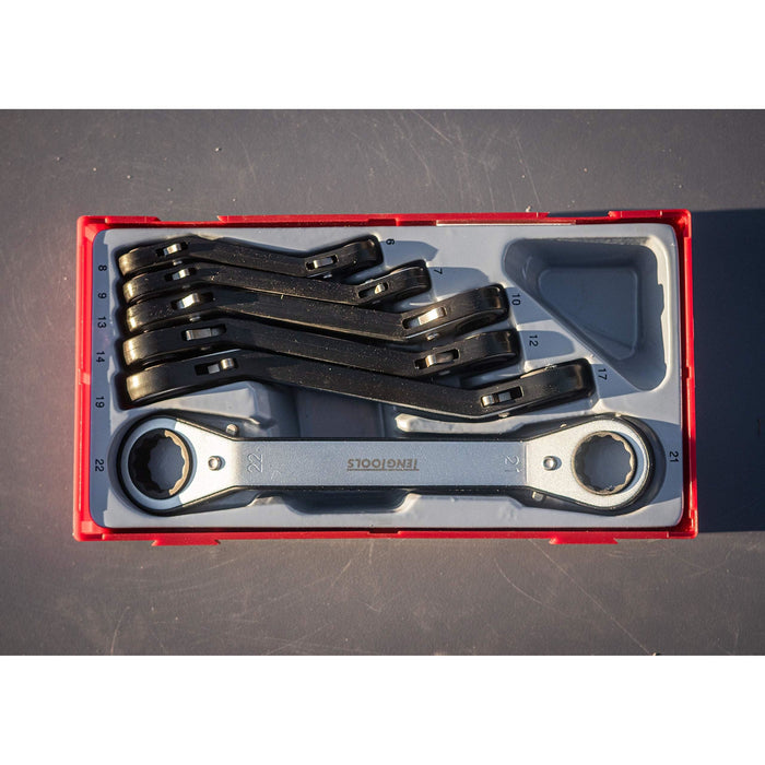 Teng Tools Ratcheting Ring Spanner Set TT1 6 Pieces Teng Tools - Town Tools 