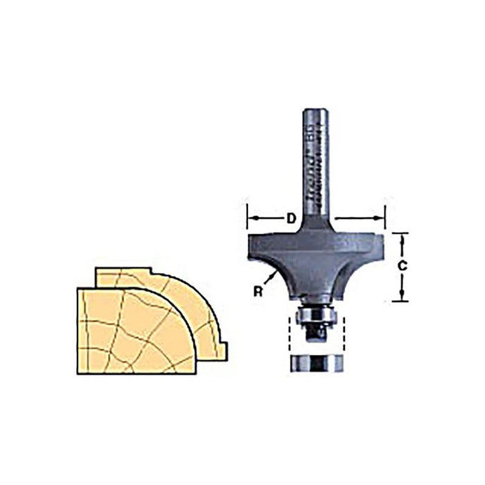 Trend 46/160 x 1/2 TCT Bearing Guided Ovolo & Round Over 16mm Radius Trend - Town Tools