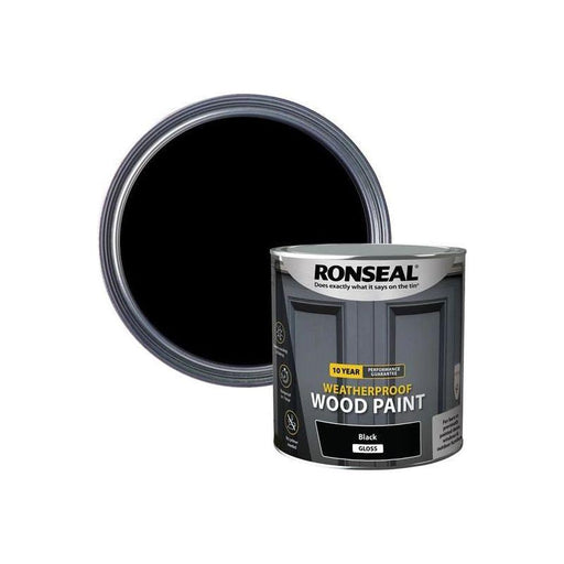 Ronseal 10 Year Weatherproof Wood Paint Black Gloss 2.5 litre Ronseal - Town Tools