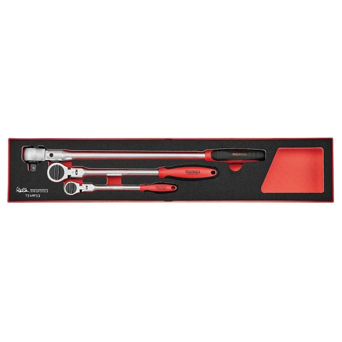 Teng Tools Long Arm Ratchet Flex Head Set FOAMX4 3 pieces Town Tools - Town Tools