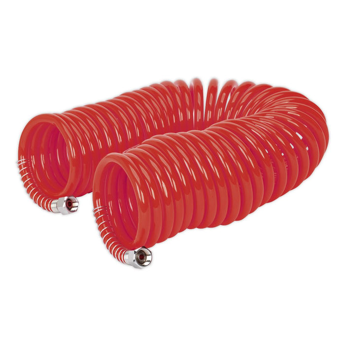 Sealey PU Coiled Air Hose with 1/4"BSP Unions 10m x 6mm AH10C/6 Sealey - Town Tools 