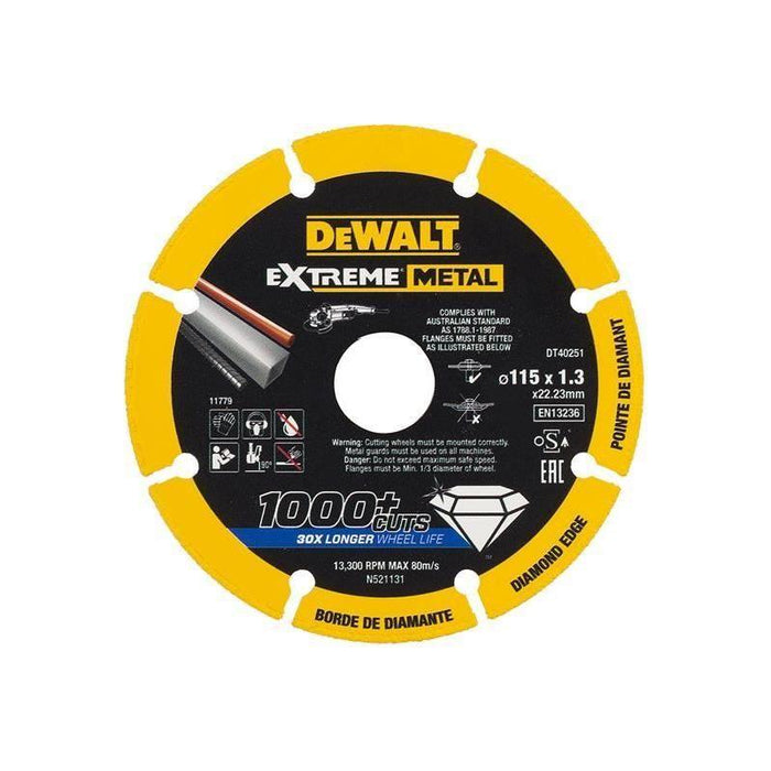 Dewalt DT40251 Extreme Diamond Metal Cutting Disc 115 x 22.23 x 1.3mm Dewalt - Town Tools