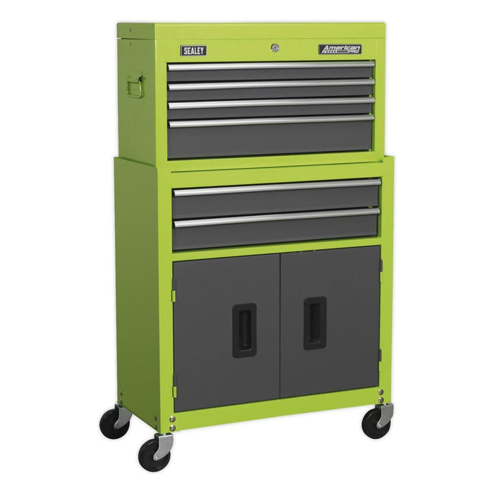 Sealey Topchest & Rollcab Combination 6 Drawer with Ball-Bearing Slides Hi-Vis G Sealey - Town Tools 