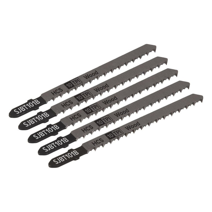 Sealey Jigsaw Blade Hard Wood 100mm 10tpi Pack of 5 SJBT101B Sealey - Town Tools 