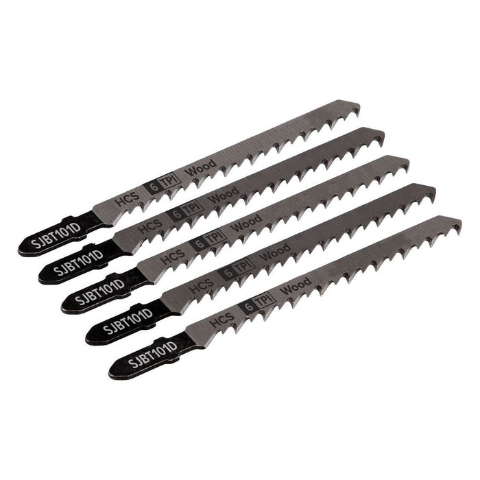 Sealey Jigsaw Blade Hard Wood 100mm 6tpi Pack of 5 SJBT101D Sealey - Town Tools 