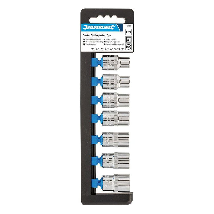Silverline Socket Set 1/2" Drive 6pt Imperial 7pce 3/8" - 3/4" Silverline - Town Tools 