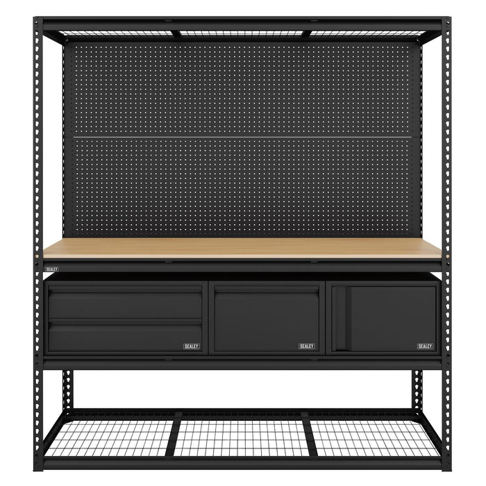 Sealey Heavy-Duty Modular Workbench & Racking Kit with 3 Storage Units Sealey - Town Tools 
