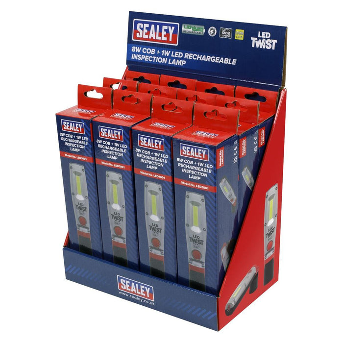 Sealey Rechargeable Inspection Light 8W LED Display Box of 12 LED1001DB Sealey - Town Tools 