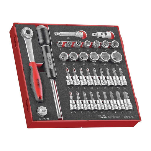Teng Tools 3/8" Socket Set 6 pt FOAM2 36 Pieces Teng Tools - Town Tools 