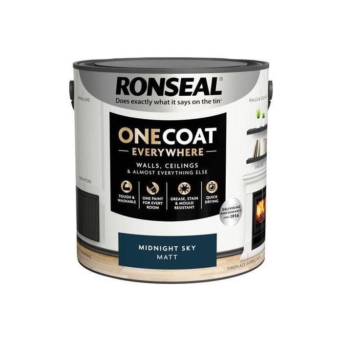 Ronseal One Coat Everywhere Interior Paint Midnight Sky Matt 2.5 litre Ronseal - Town Tools