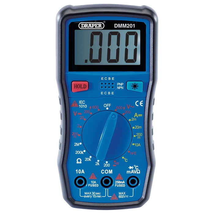 Draper Manual-Ranging Digital Multimeter, 1 x Test Leads, 1 x Temp Probe, 1 x Ca Draper - Town Tools 