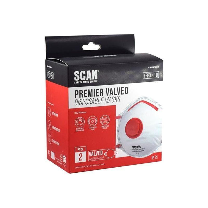 Scan Moulded Disposable Valved Masks FFP3 (Pack 2) Scan - Town Tools