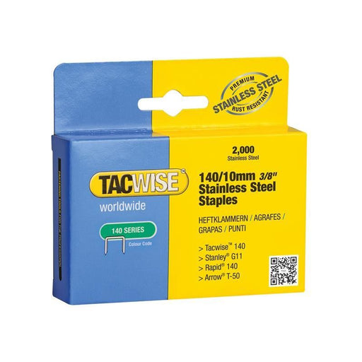 Tacwise 140 Stainless Steel Staples 10mm (Pack 2000) Tacwise - Town Tools