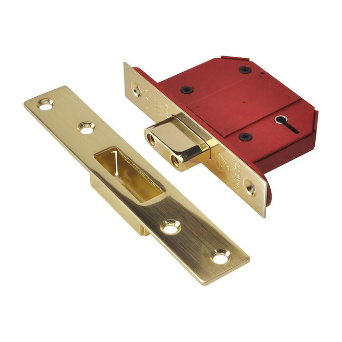 Union StrongBOLT 2100S BS 5 Lever Mortice Deadlock 68mm 2.5in Satin Brass Visi UNION - Town Tools