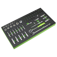 Siegen Siegen Socket Set with Tool Tray 3/8"Sq Drive 62pc S01270