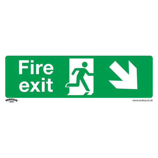 Sealey Safe Conditions Safety Sign Fire Exit (Down Right) Rigid Plastic Sealey - Town Tools 