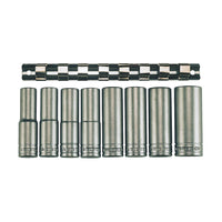 Teng Tools 1/2" Deep Socket Clip Rail Set 6 pt 8 Pieces