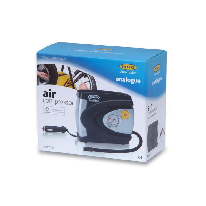 Ring RAC610 12V Analogue Air Compressor Wheel Tyre Inflator Pump Psi & Bar