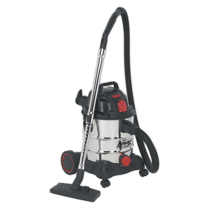 Sealey Vacuum Cleaner Industrial 20L 1400W/230V Stainless Drum Auto Start Sealey - Town Tools 