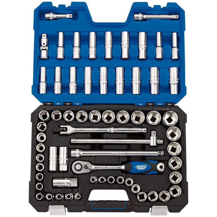 Draper MM/AF Combined Socket Set, 1/2" Sq. Dr. (63 Piece) 16456 Draper - Town Tools 