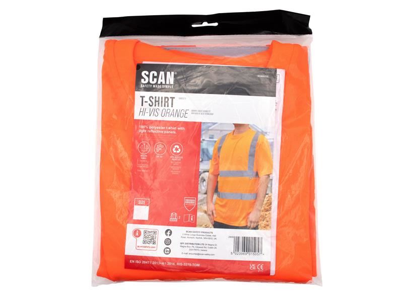 Scan Hi-Vis T-Shirt Orange - M (41in) Scan - Town Tools