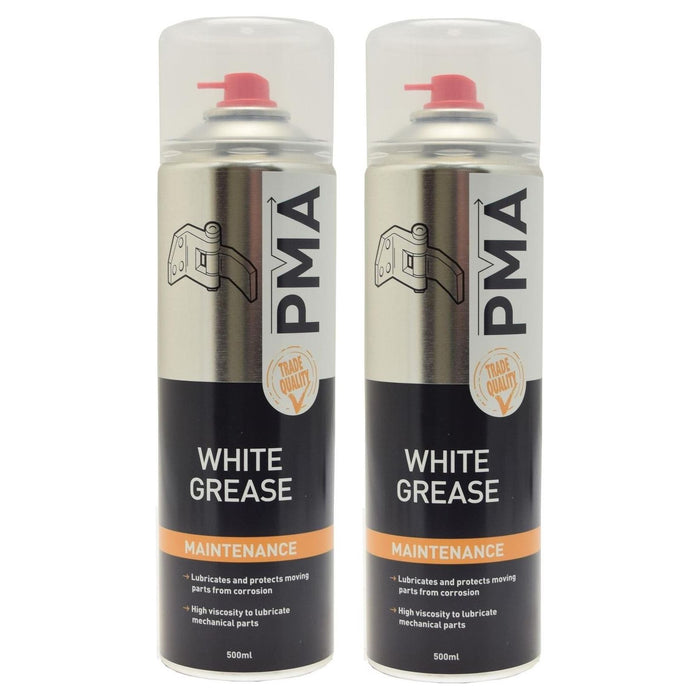 2 x PMA White Calcium Grease Multi Purpose PTFE Lubricant Aerosol Spray WHGR