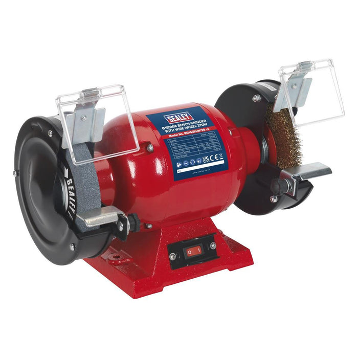 Sealey Bench Grinder150mm with Wire Wheel 370W/230V BG150XLW/98 Sealey - Town Tools 