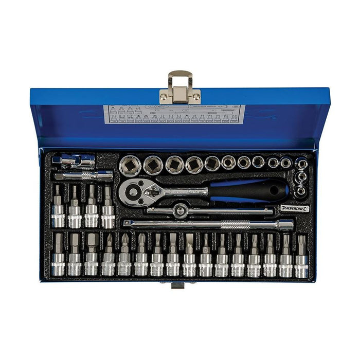 Silverline Socket Wrench Set 1/4" Drive Metric 38pce 38pce Silverline - Town Tools 