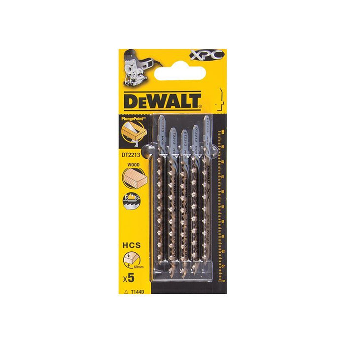 Dewalt Power Tools XPC HCS Wood Jigsaw Blades Pack of 5 T144D DeWALT Power Tools - Town Tools