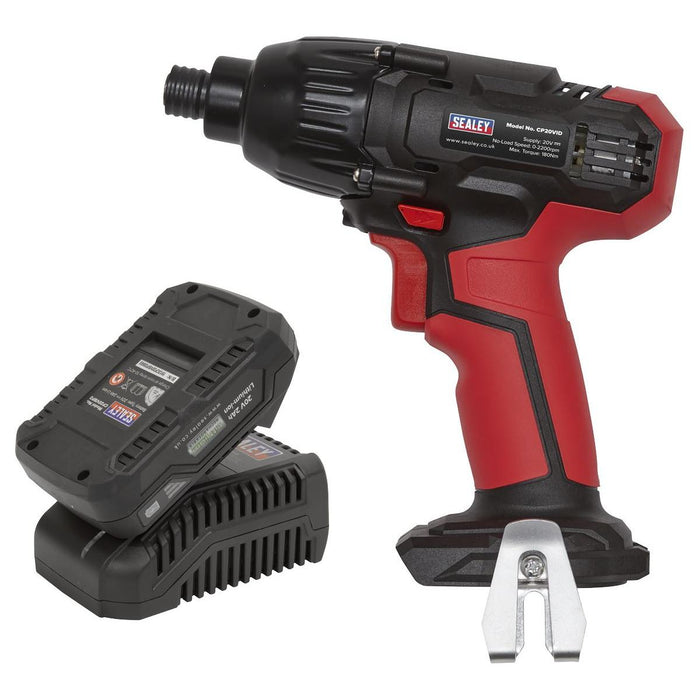 Sealey Impact Driver Kit 1/4" Hex Drive 20V 2Ah SV20 Series CP20VIDKIT1 Sealey - Town Tools 