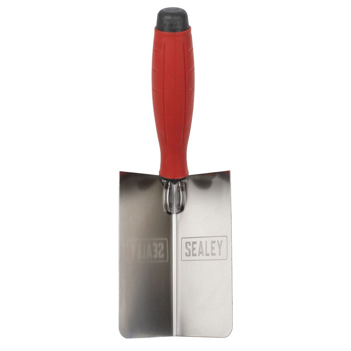 Sealey Stainless Steel Internal Corner Trowel with Rubber Handle 120 x 60mm Sealey - Town Tools 
