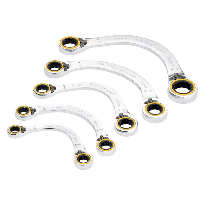 Draper Expert HI-TORQ Double Ring Ratchet Half Moon Spanner Set (5 Piece) Draper - Town Tools