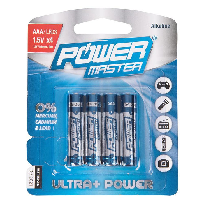 Powermaster AAA Super Alkaline Battery LR03 4pk 4pk PowerMaster - Town Tools 