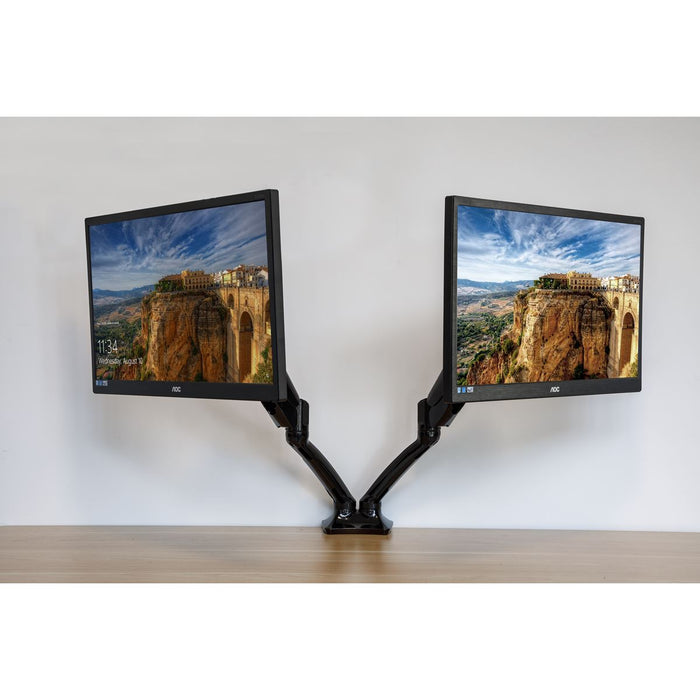 Dellonda Adjustbale Double Monitor Arm with 360 Rotation - Black DH25